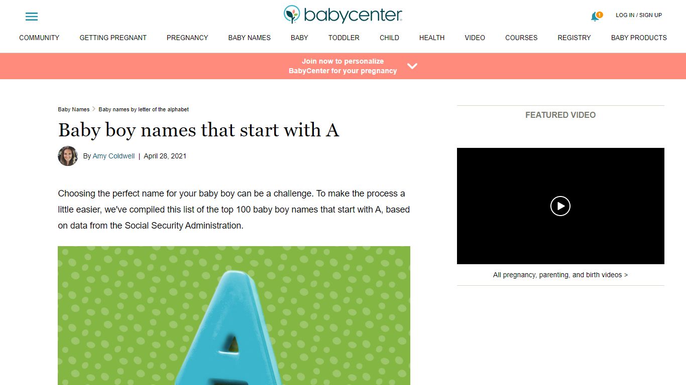 Baby boy names that start with A | BabyCenter